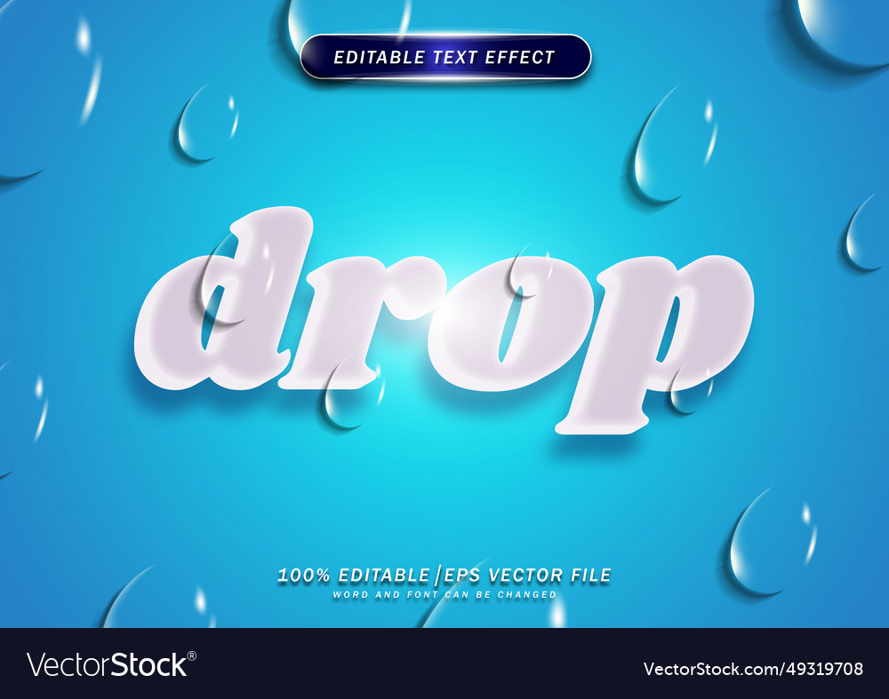 Shiny drop text editable effect with water