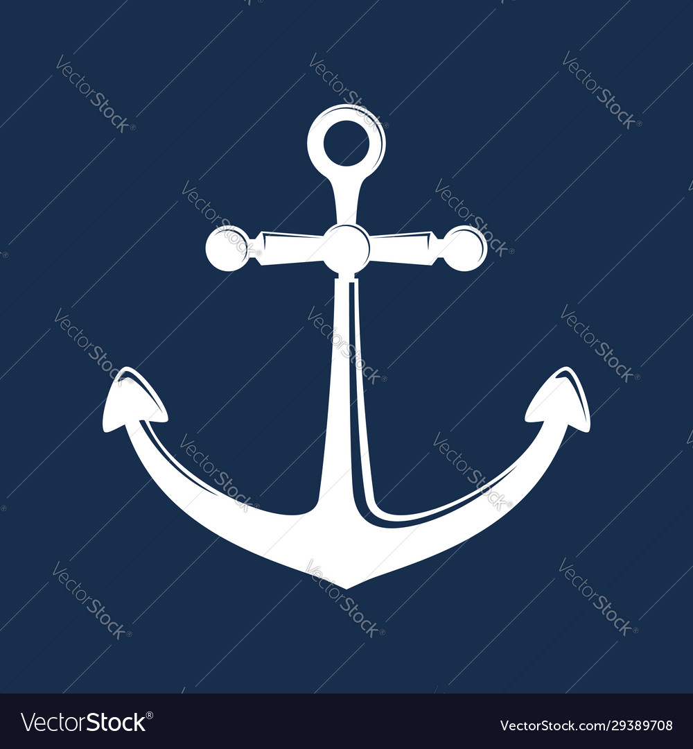 Silhouette anchor isolated on blue background Vector Image