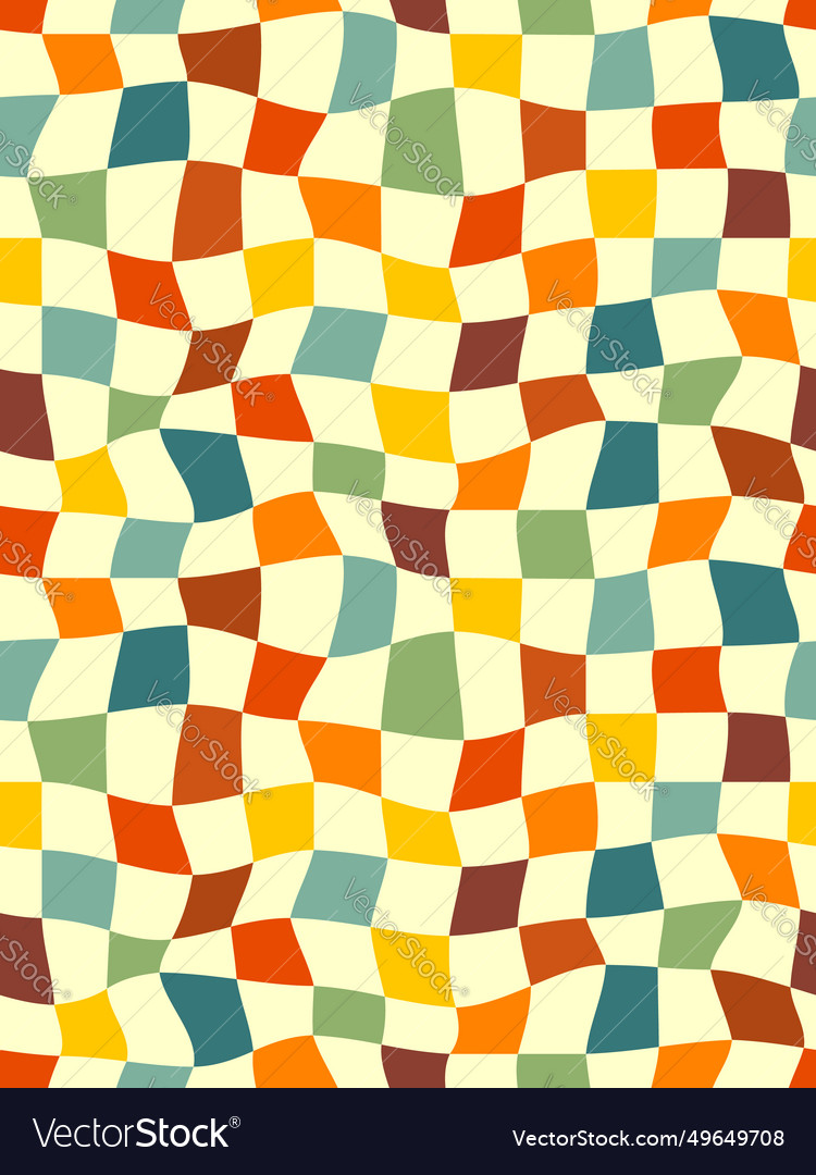 Trippy retro 70s chessboard grid seamless pattern vector image Trippy retro 70s chessboard grid seamless pattern
