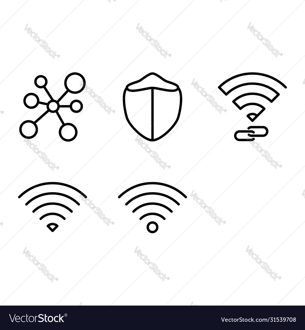 User interface outline icon set include signal vector image User interface outline icon set include signal