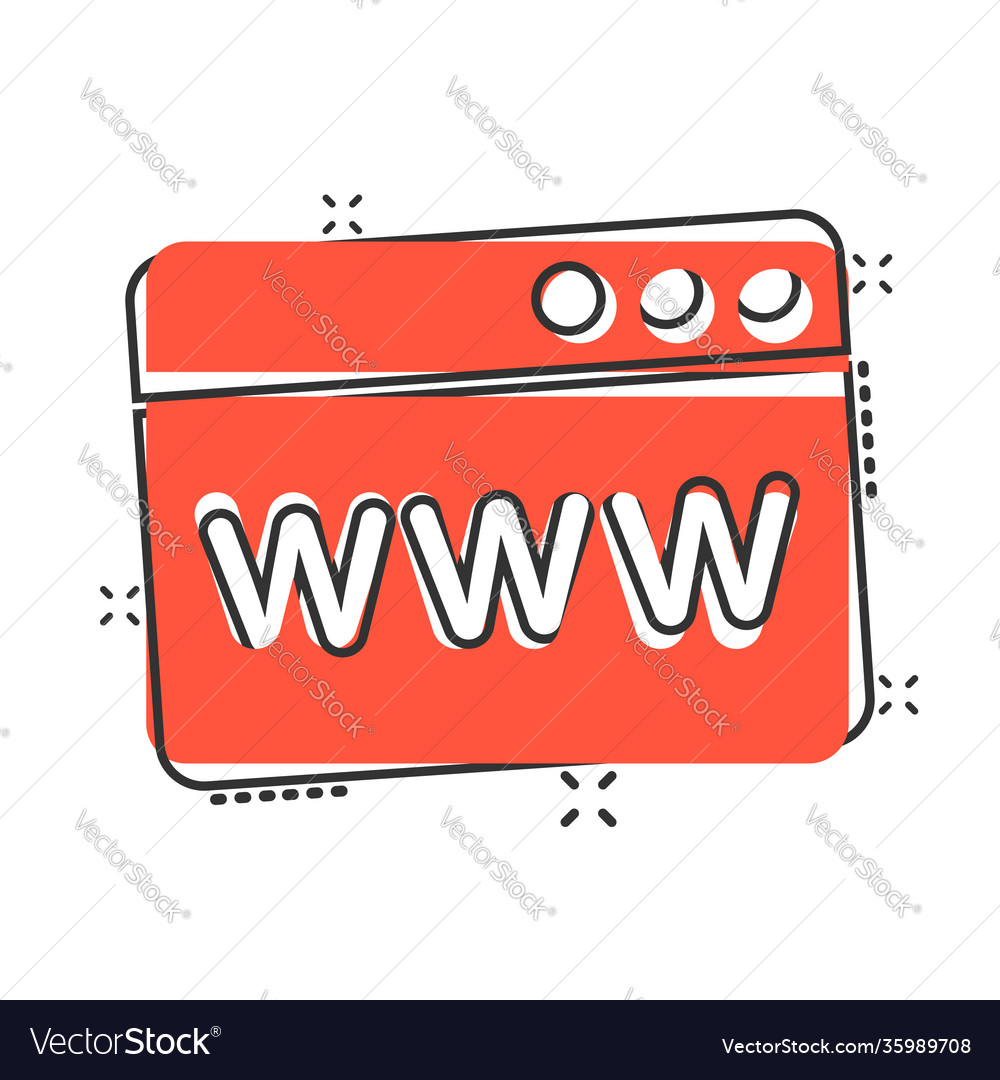Website domain icon in comic style com internet vector image Website domain icon in comic style com internet