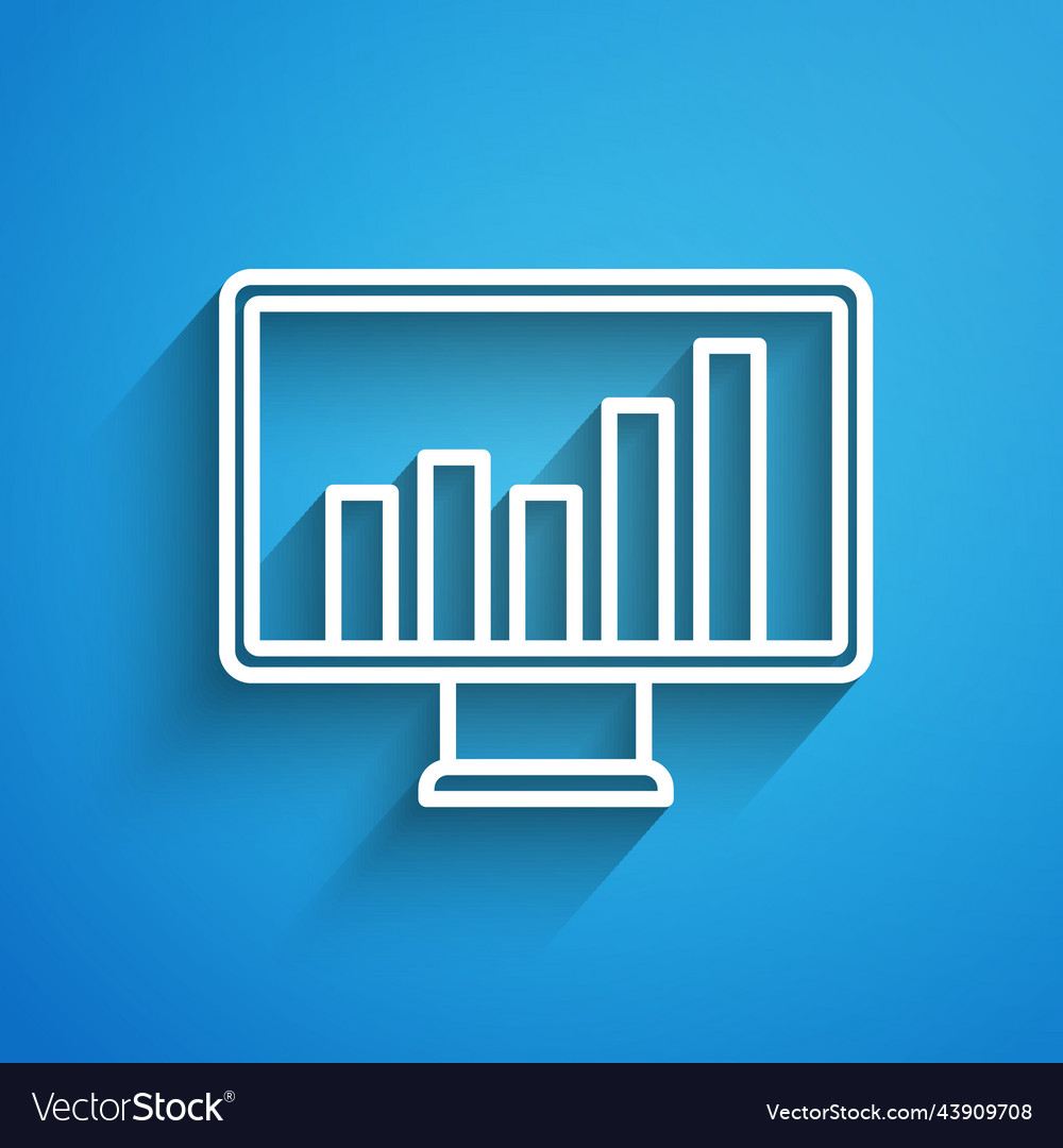 White Line Computermonitor mit Diagramm-Diagramm-Symbol vector image White Line Computermonitor mit Diagramm-Diagramm-Symbol