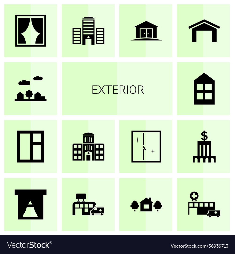 14 exterior icons Royalty Free Vector Image - VectorStock