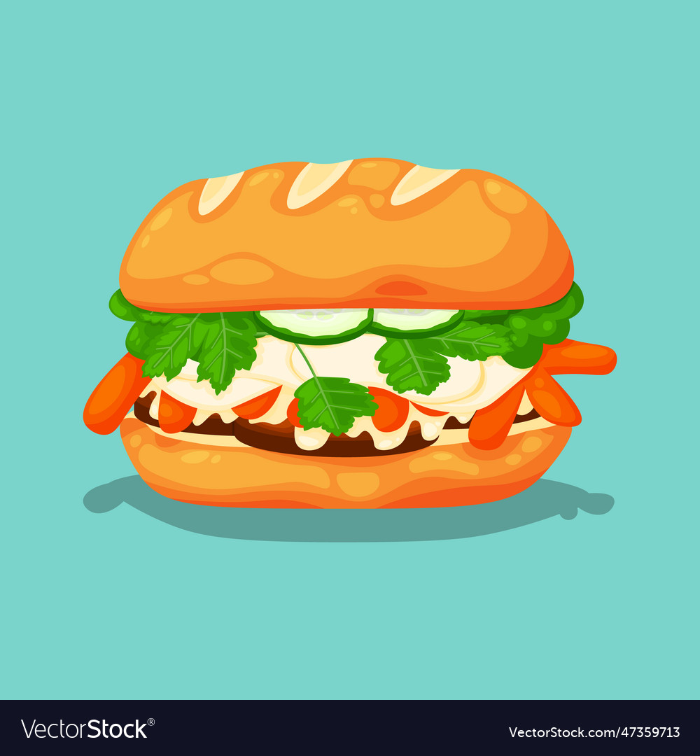 Banh mi background design with cartoon style Vector Image