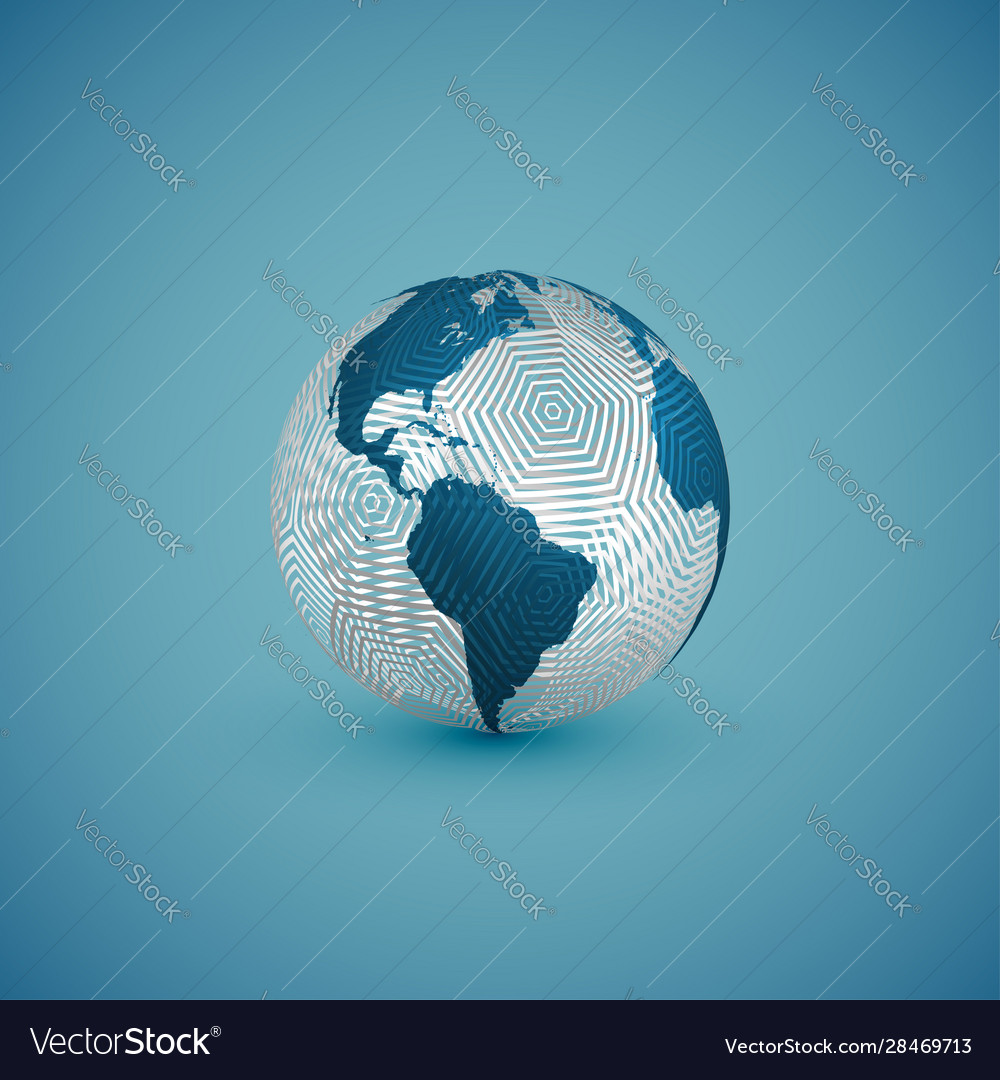 Blue globe map with pattern sphere vector image Blue globe map with pattern sphere