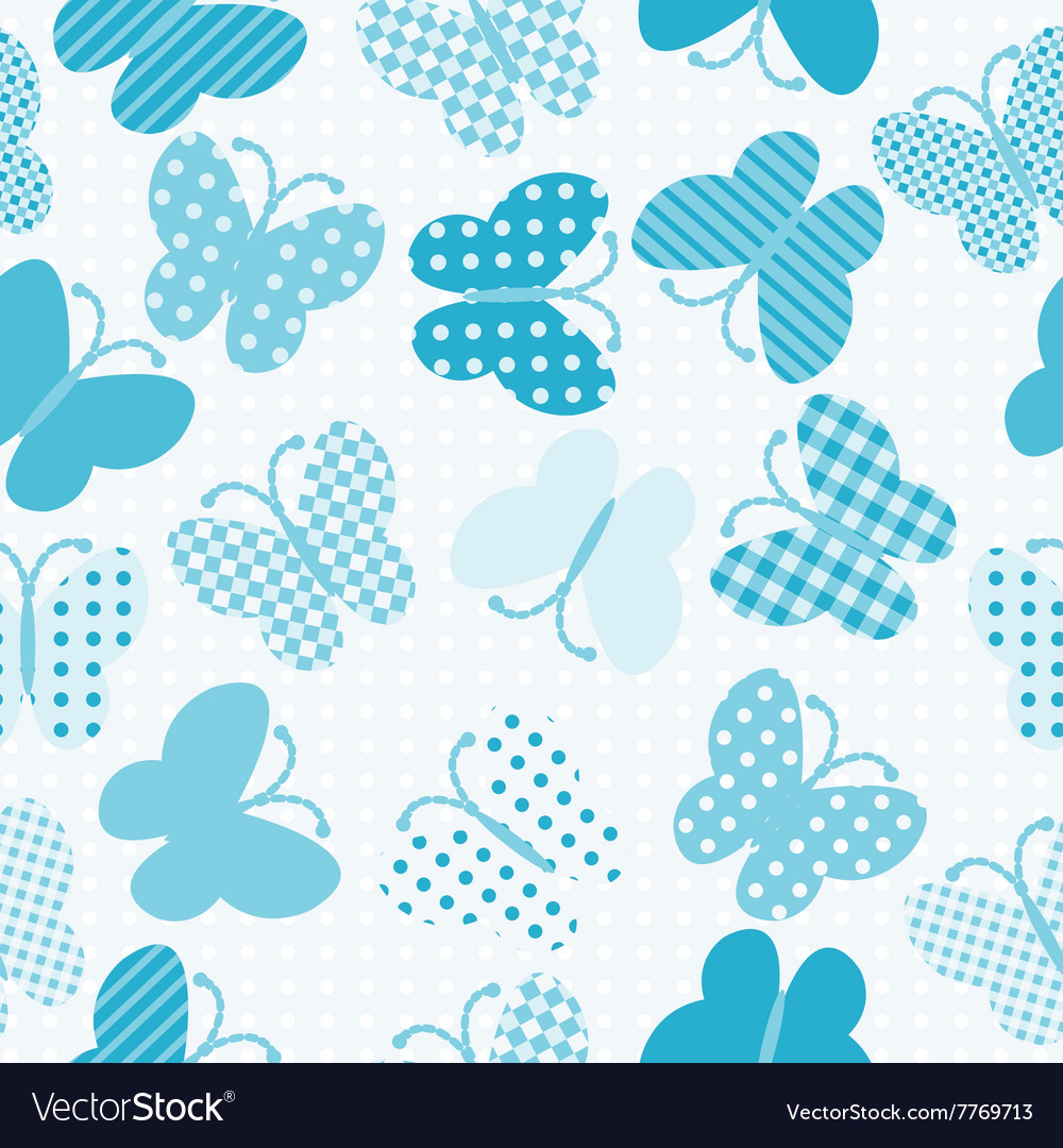 Blue patterned butterflies seamless