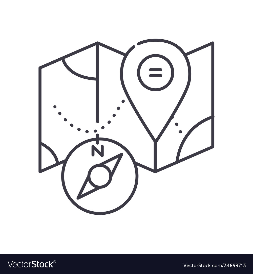 Compass map icon linear isolated Vector Image Compass map icon linear isolated