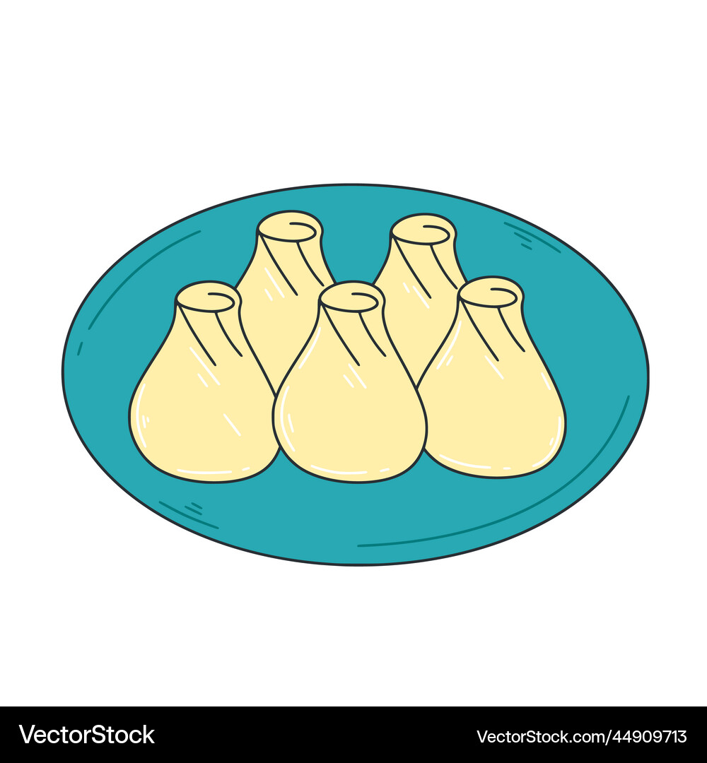Dim sum on plate isolated Royalty Free Vector Image