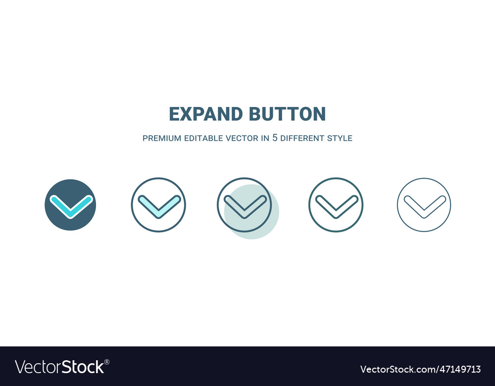 Expand button icon in 5 different style outline