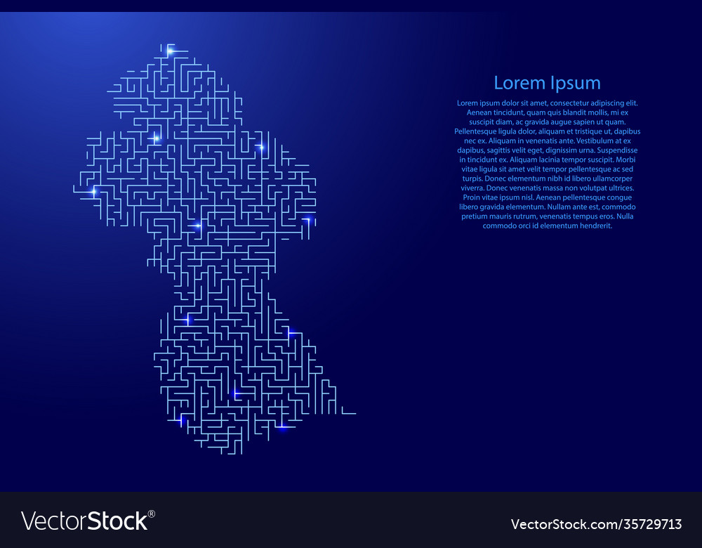 Guyana map from blue pattern maze grid vector image Guyana map from blue pattern maze grid