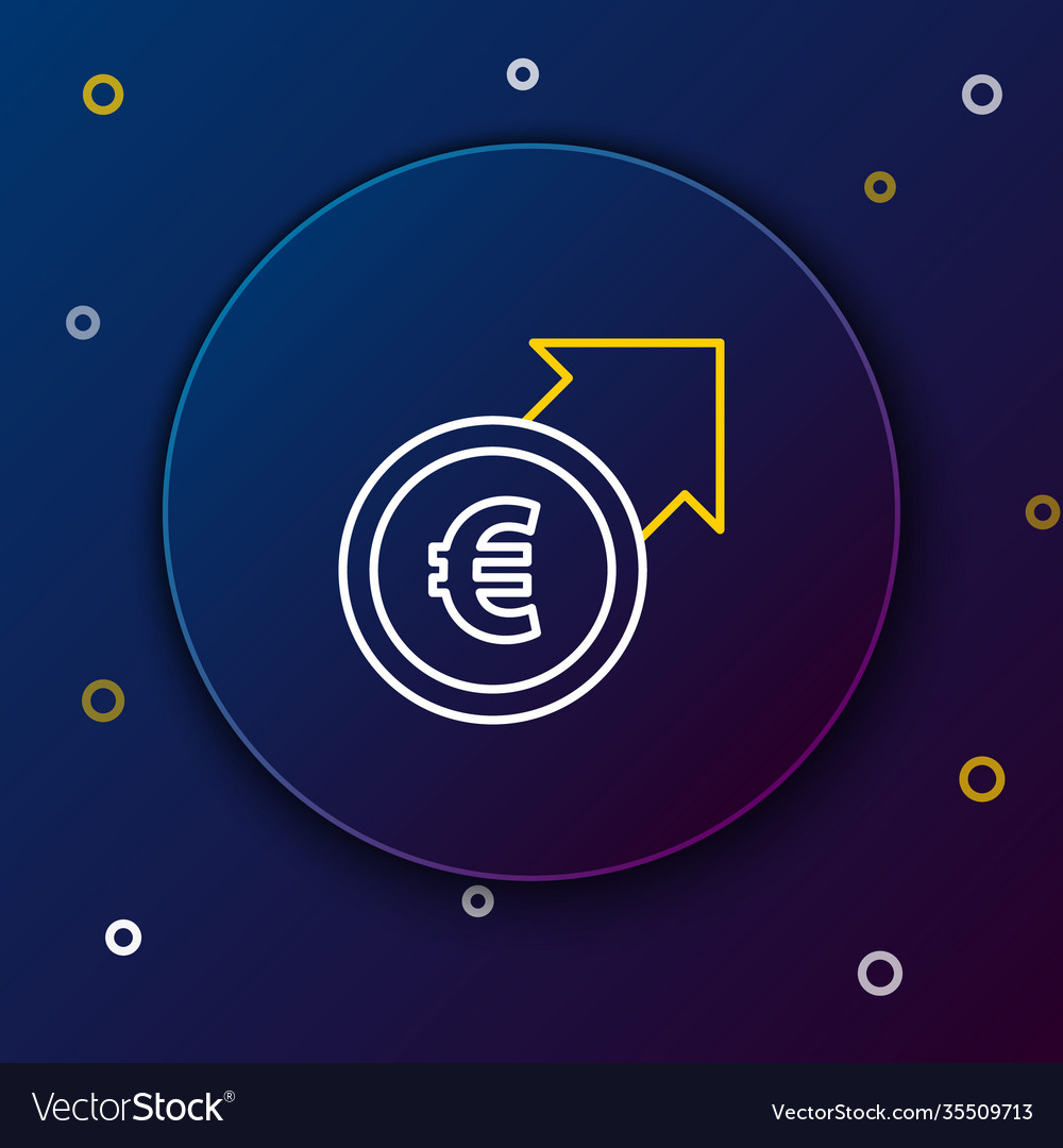 Line financial growth and euro coin icon isolated