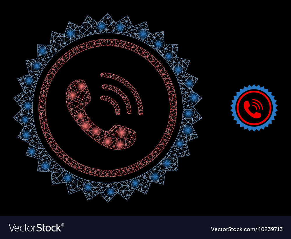 Mesh net phone call stamp seal with bright vector image Mesh net phone call stamp seal with bright