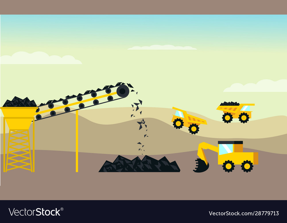 Mining industry flat composition with coal loading