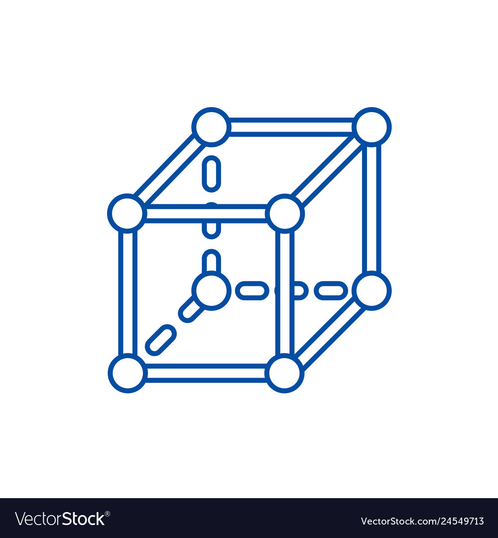 Molecular cube line icon concept