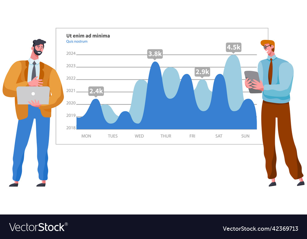 Presenters show statistical indicators and data Vector Image Presenters show statistical indicators and data