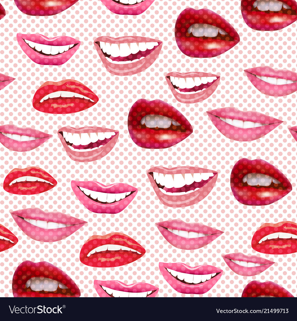 Seamless background of laughing female lips