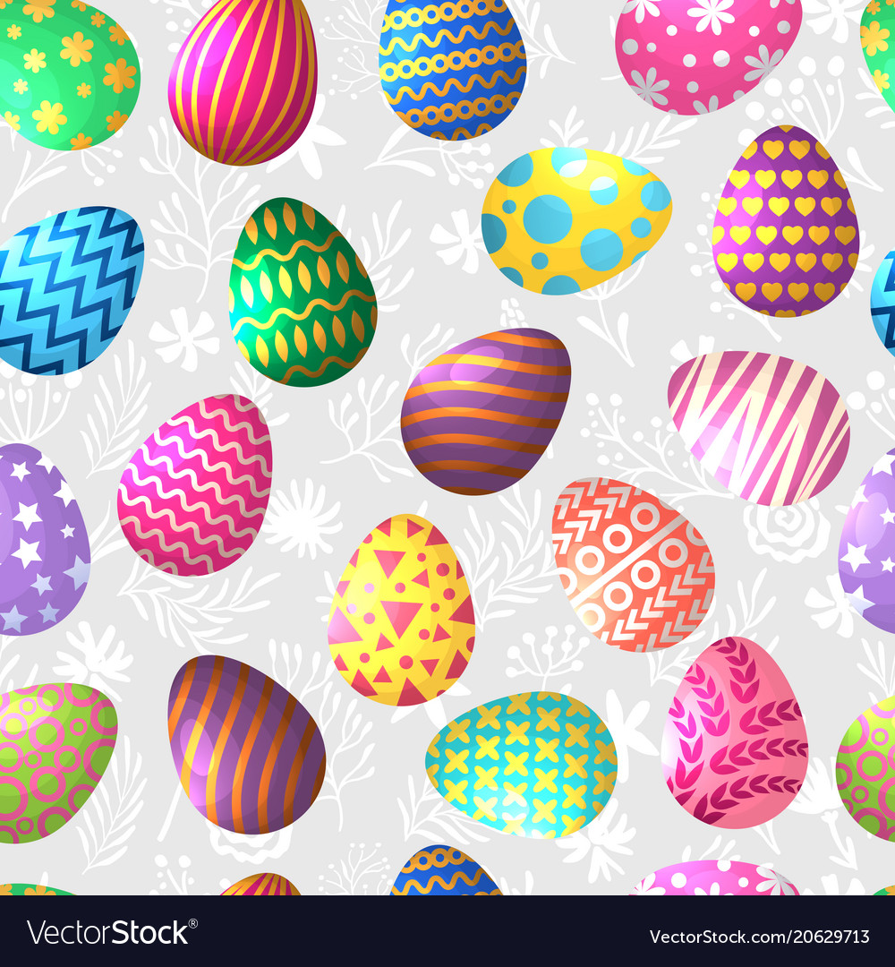 Seamless pattern of colored easter eggs Royalty Free Vector