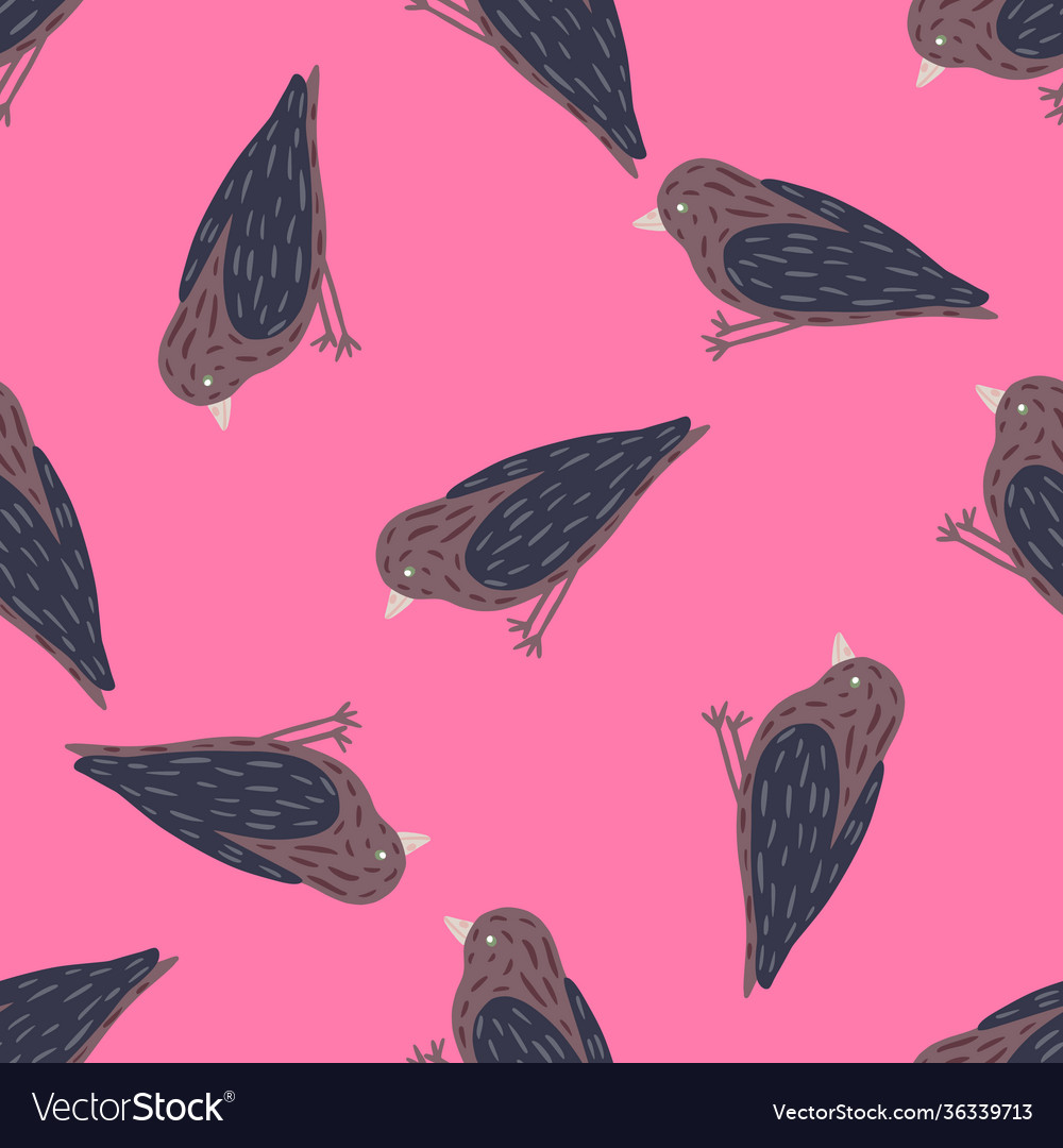Seamless random pattern with simple birds