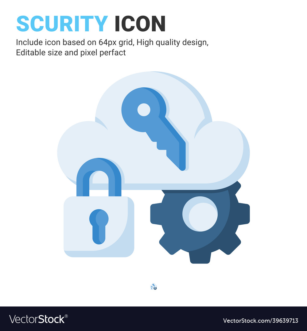 Security icon with flat color style isolated vector image Security icon with flat color style isolated