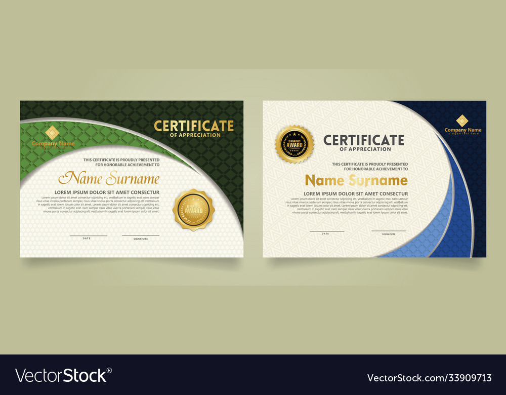 Set modern certificate template with realistic