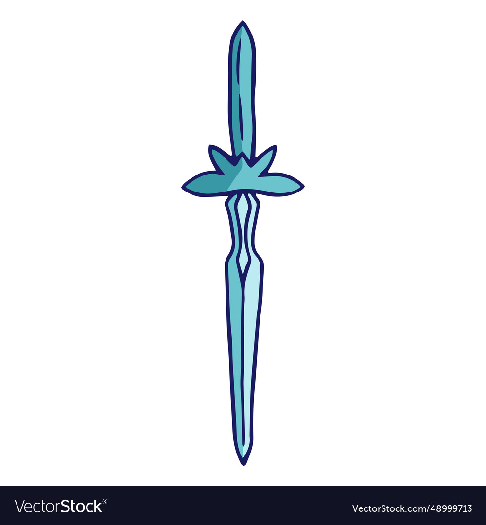 Simple thin sword color stroke vector image Simple thin sword color stroke