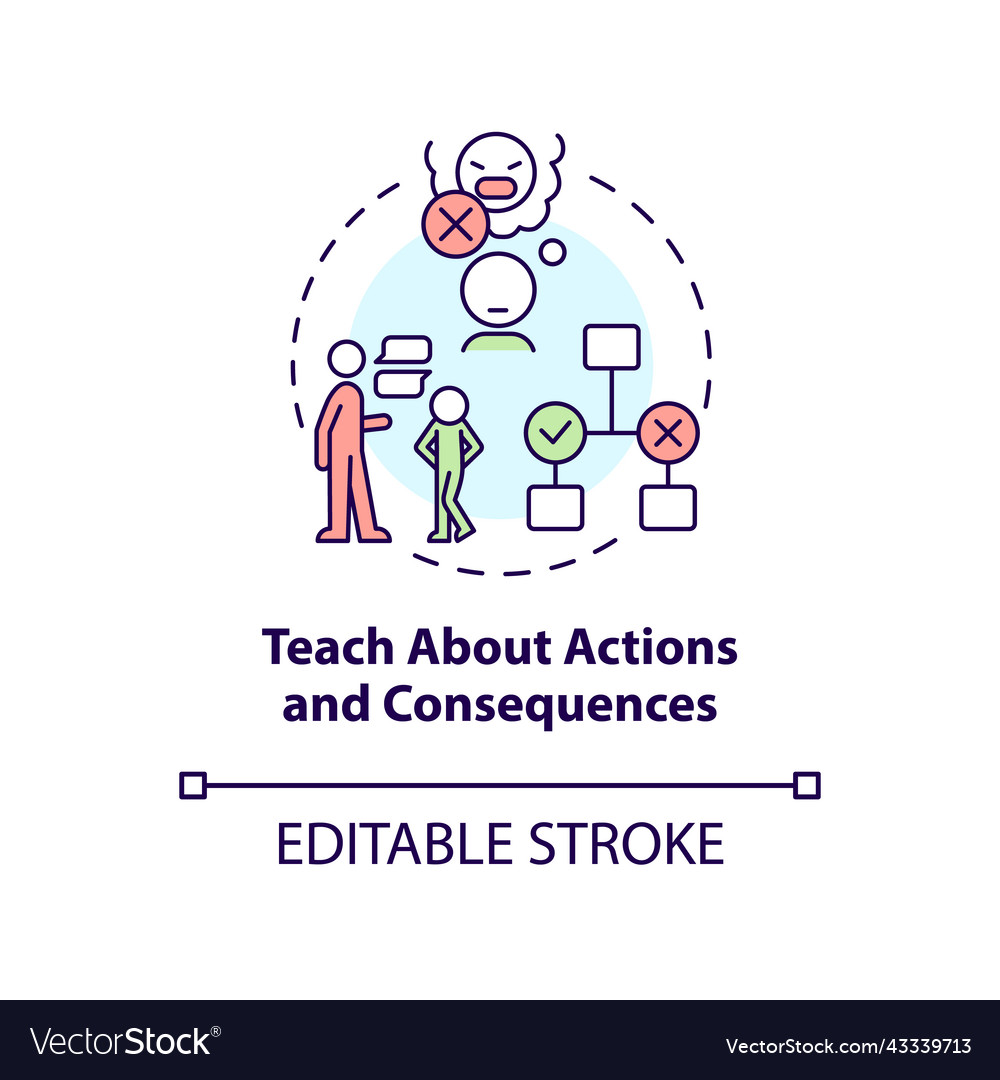 Teach about actions and consequences concept icon vector image Teach about actions and consequences concept icon