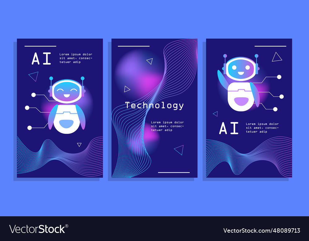 Technology ai posters set Royalty Free Vector Image