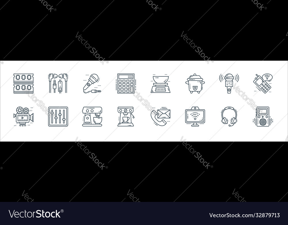Technology devices line icons linear set quality vector image Technology devices line icons linear set quality