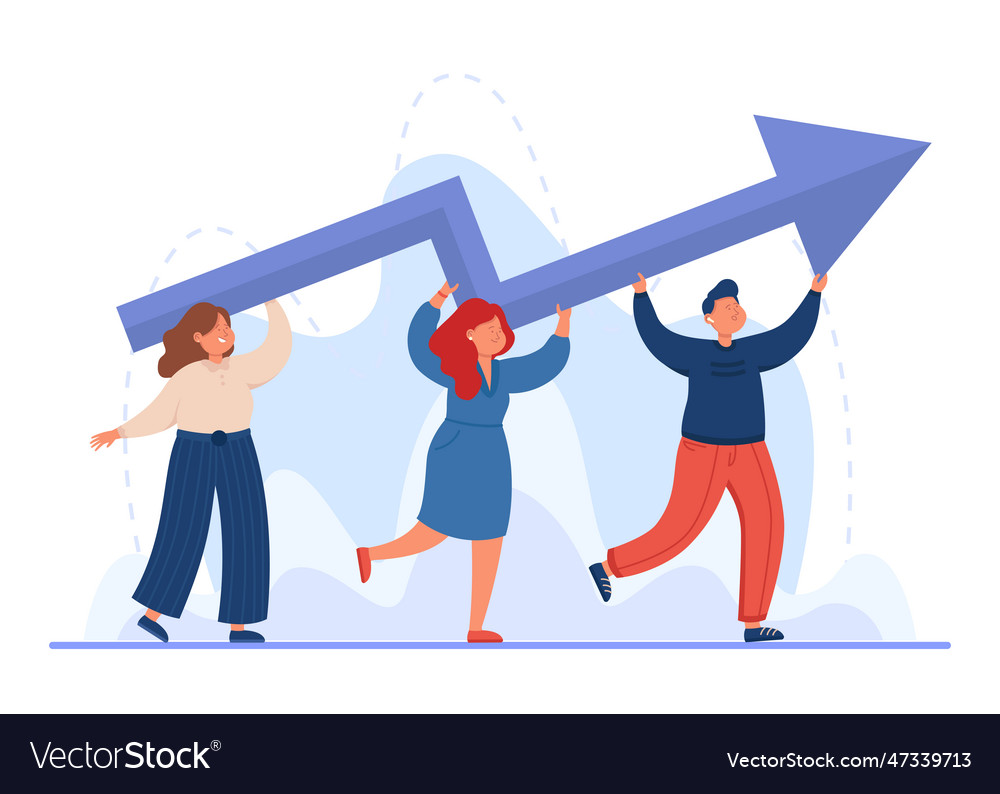 Tiny professional business people carrying upward