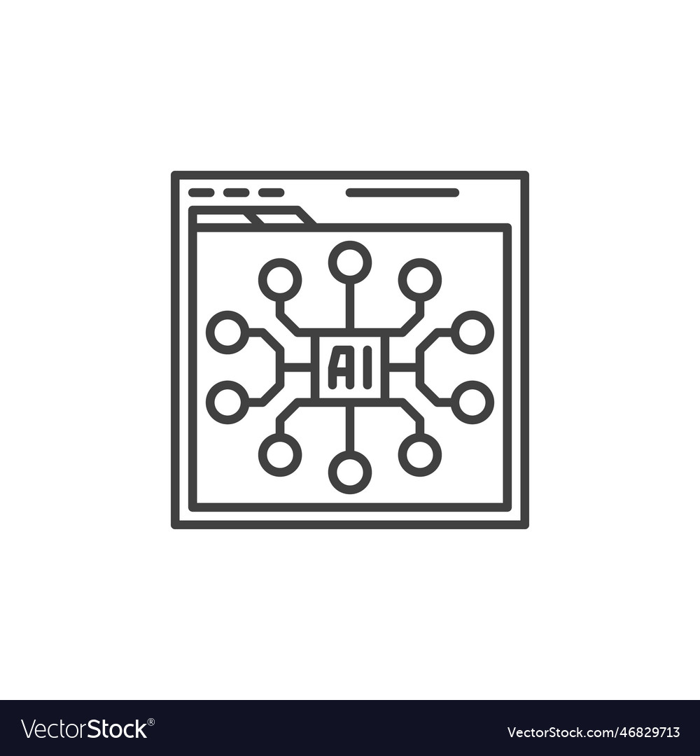 Web browser with ai app artificial intelligence vector image Web browser with ai app artificial intelligence