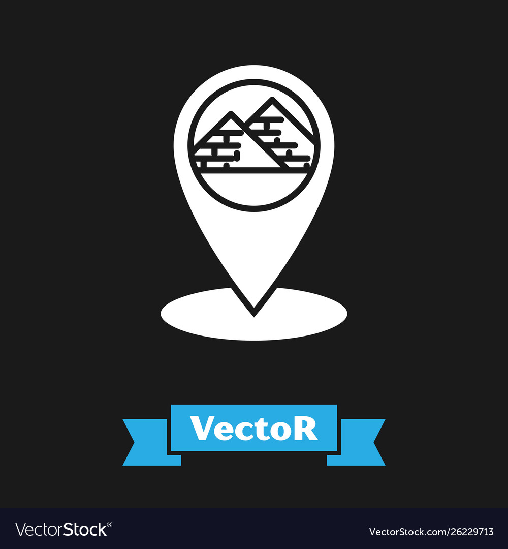 White map pointer with egypt pyramids icon vector image White map pointer with egypt pyramids icon