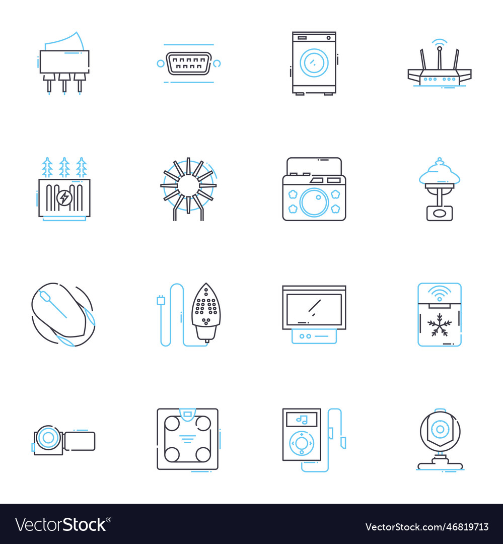 Wireless communication linear icons set bluetooth vector image Wireless communication linear icons set bluetooth
