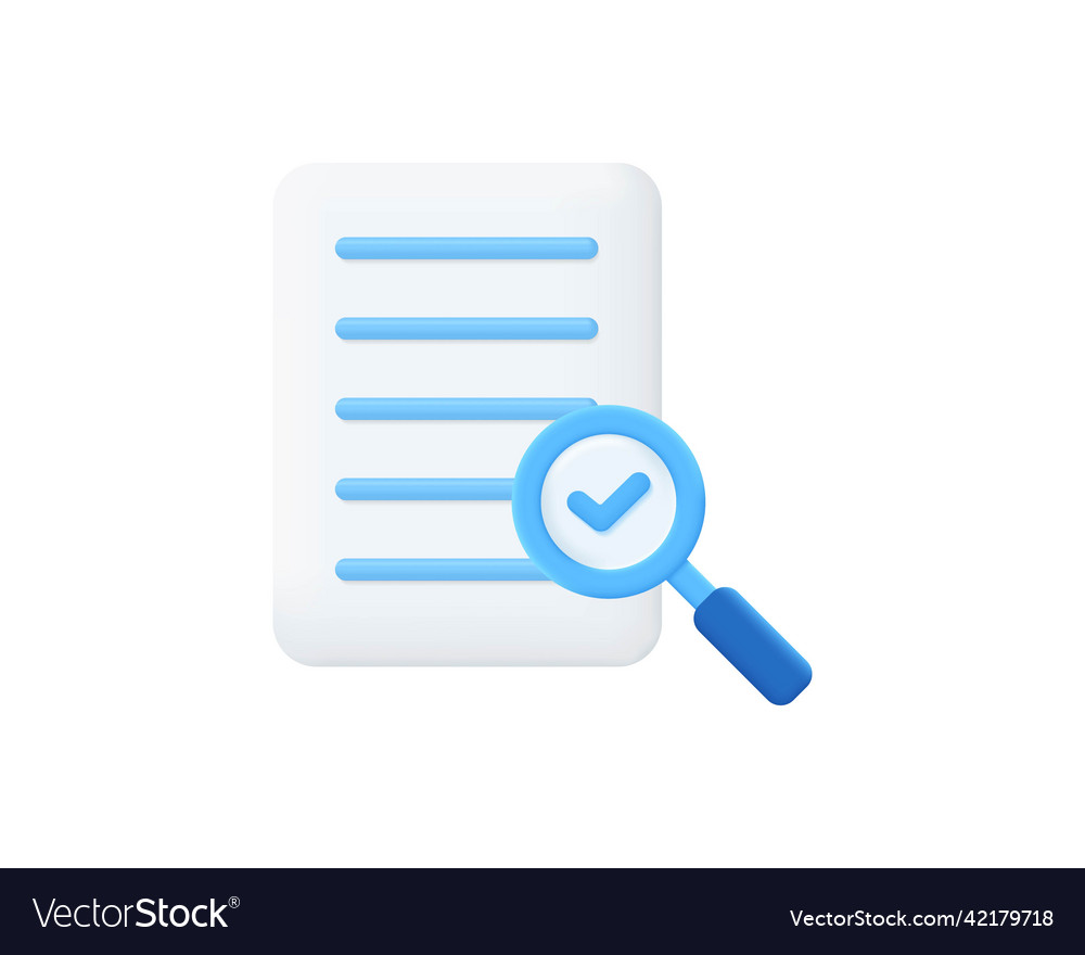 3d search list realistic icon concept Vector Image 3d search list realistic icon concept
