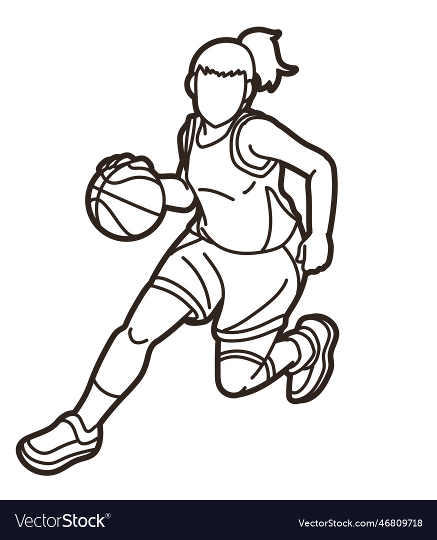 Basketball sport female player action Royalty Free Vector