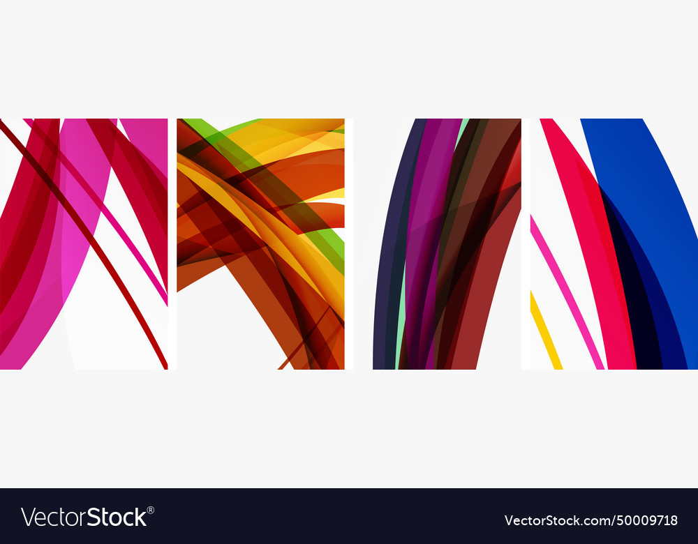 Colorful wave lines poster set for wallpaper Vector Image