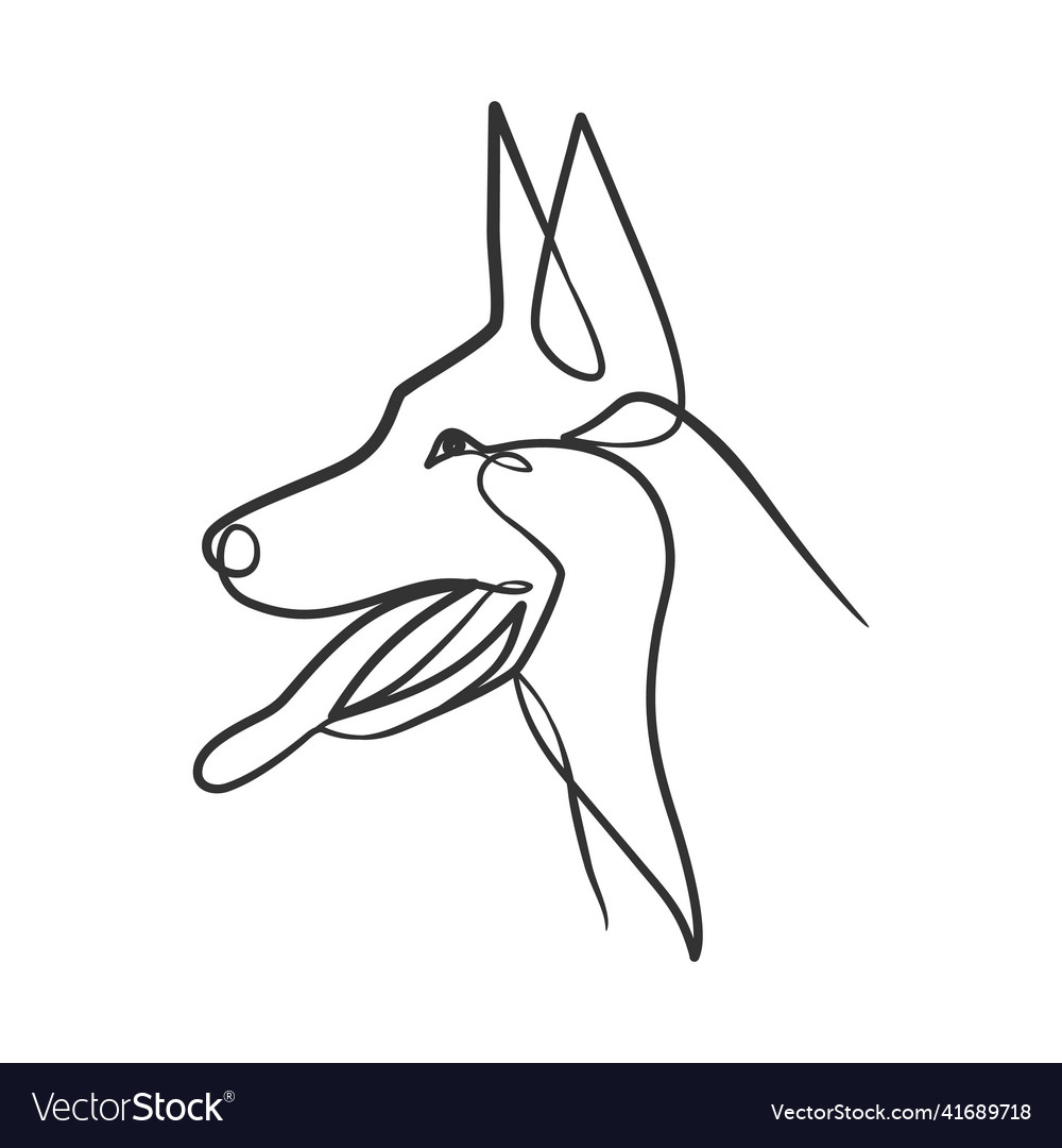 Continuous line drawing style of dog head