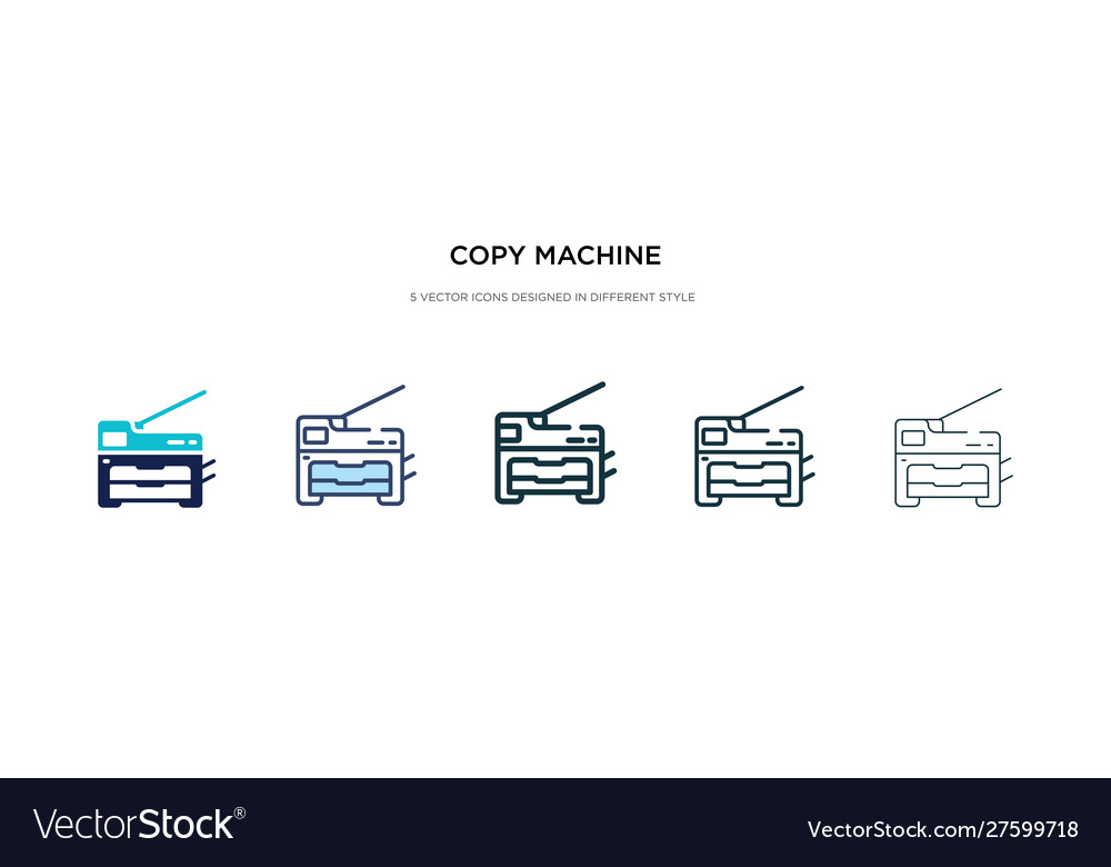 Copy machine icon in different style two colored vector image Copy machine icon in different style two colored