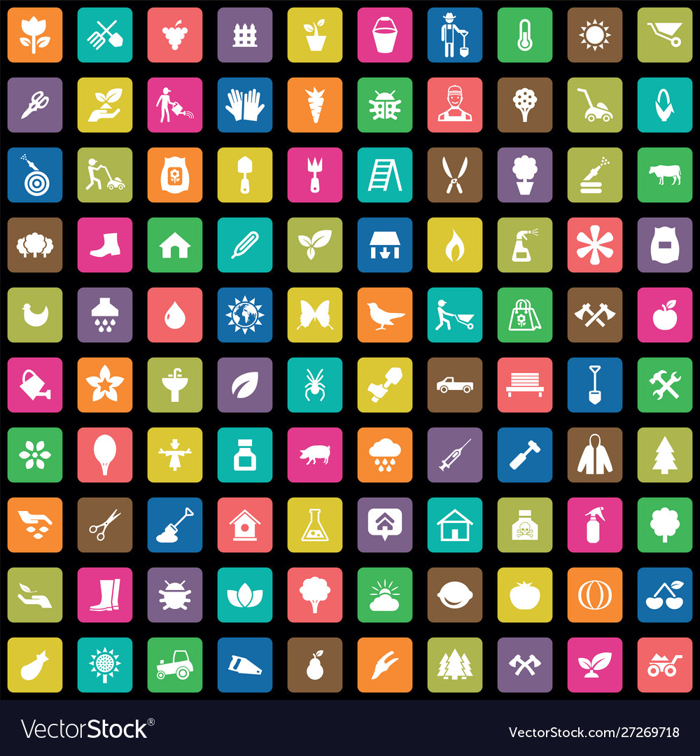 Gardening 100 icons universal set for web and ui