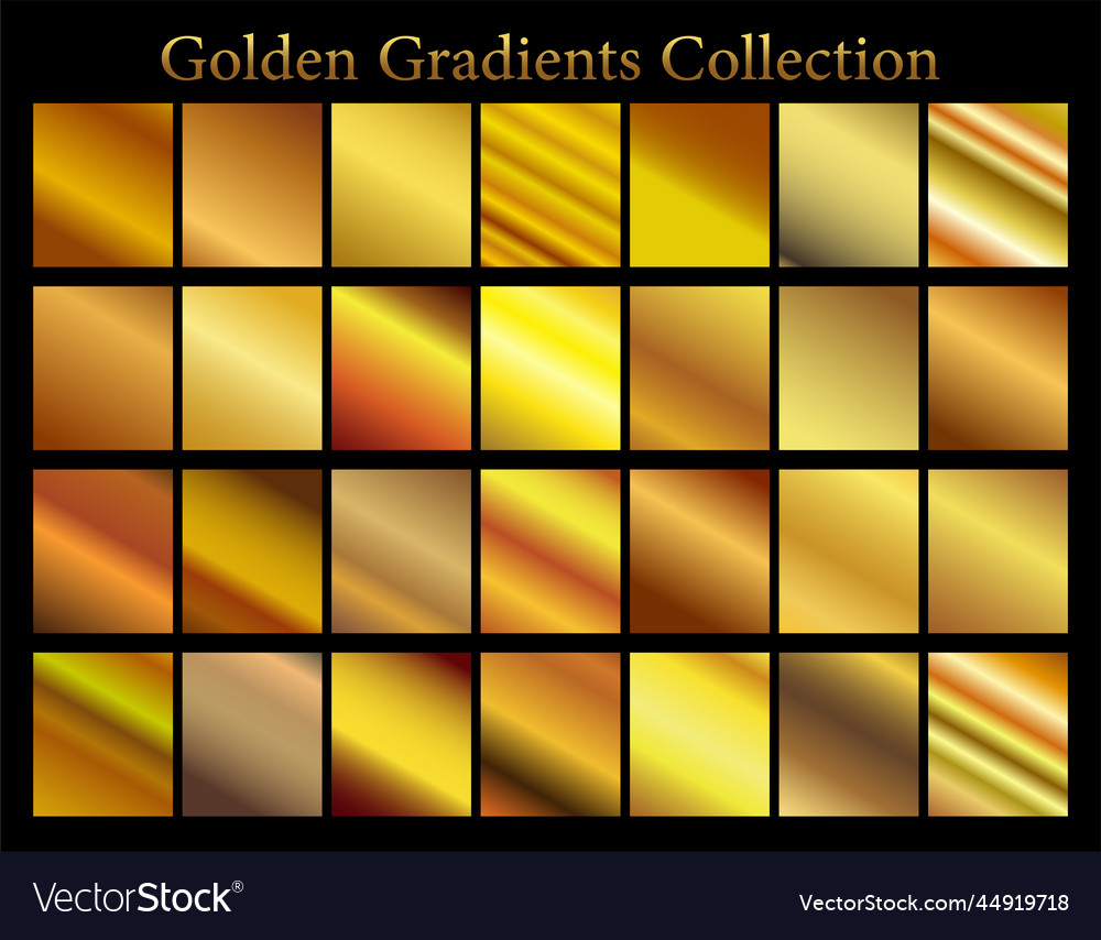 Gold gradient set background icon texture vector image Gold gradient set background icon texture