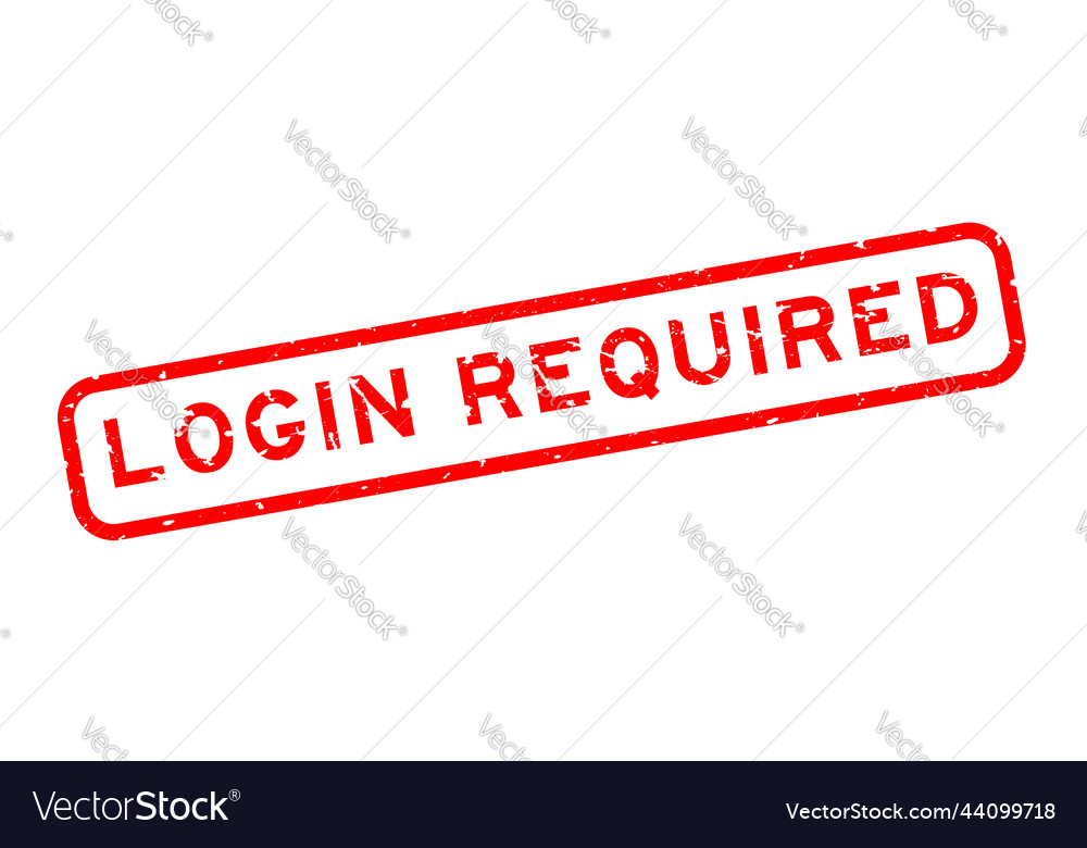 Grunge red login required word square rubber seal