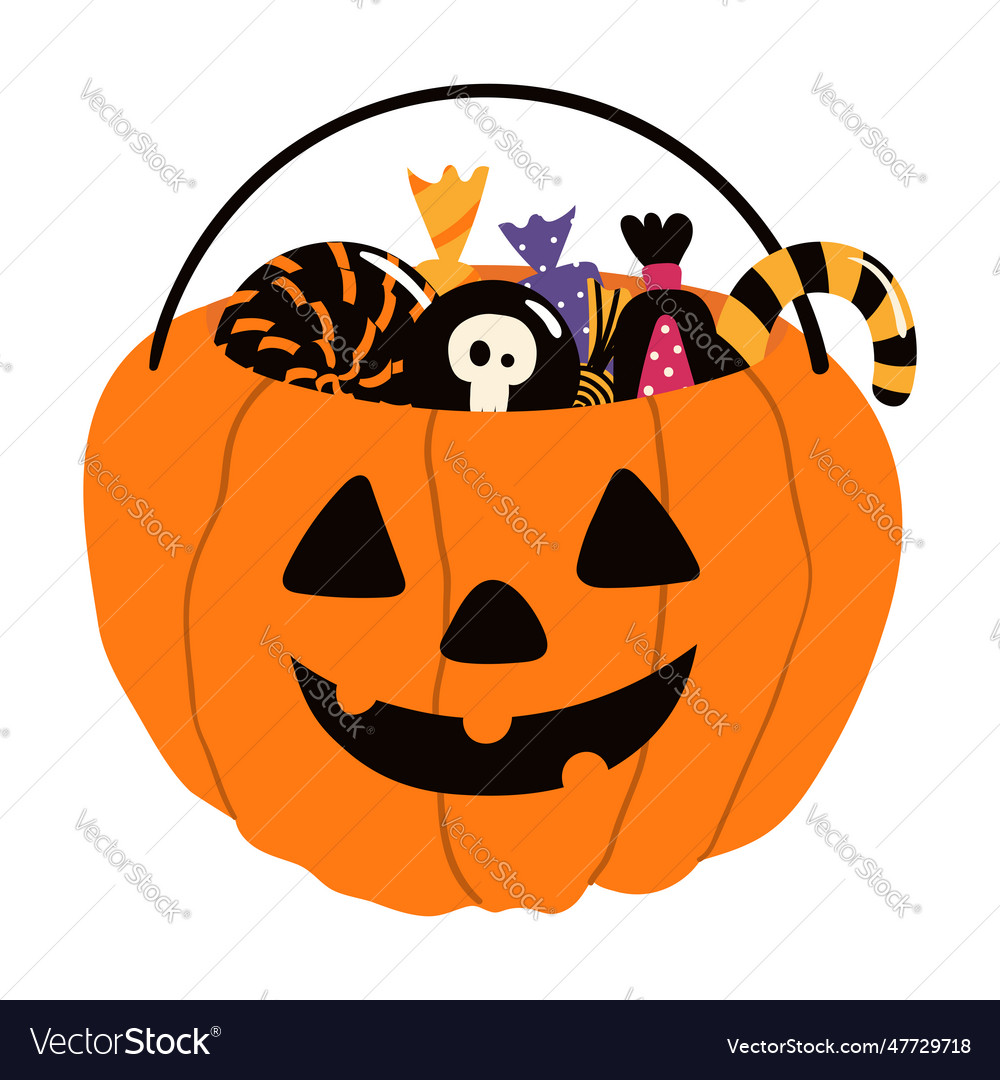 Halloween Kürbis Tasche mit Süßigkeiten