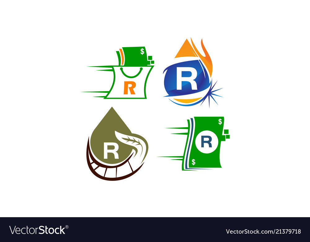 Logotype r modern template set vector image Logotype r modern template set