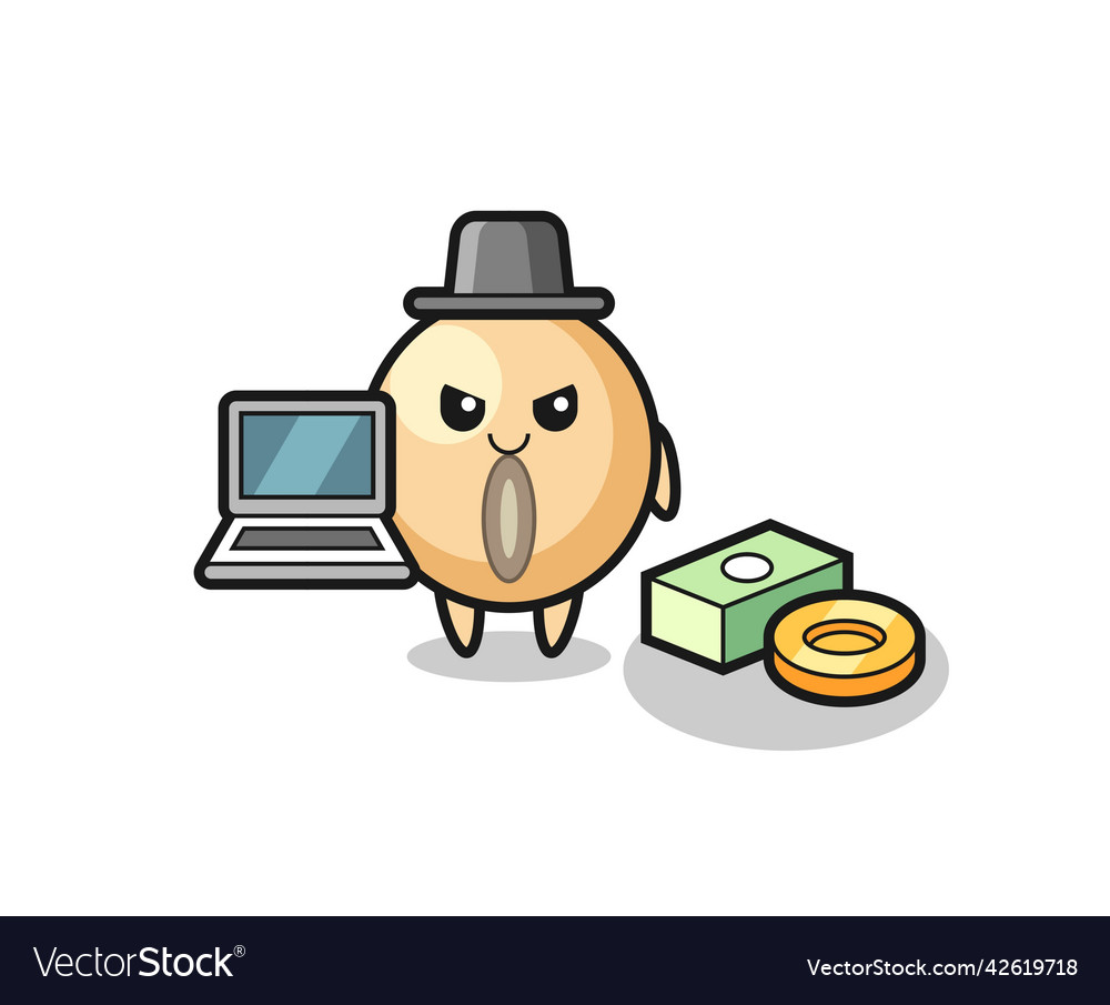 Mascot of soy bean as a hacker
