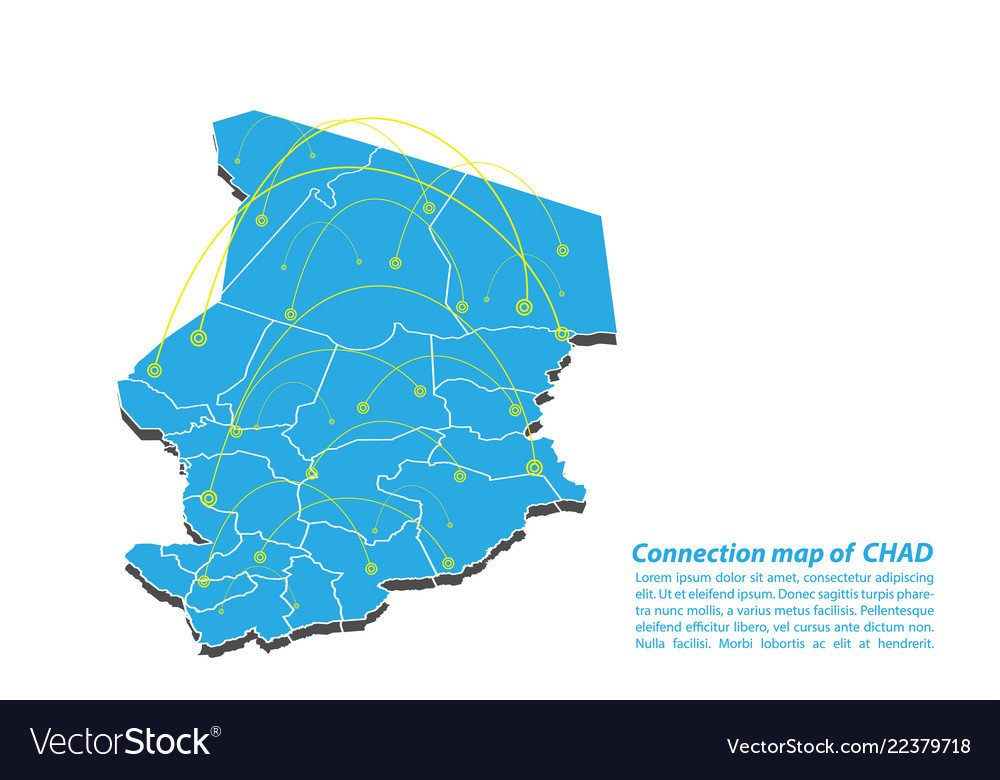 Modern of chad map connections network design vector image Modern of chad map connections network design