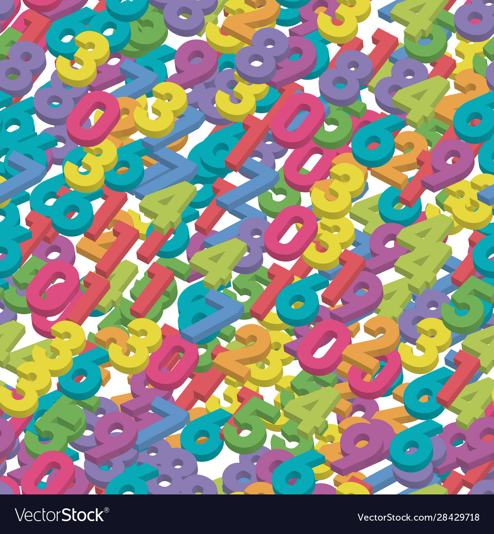 Mosaic colorful 3d digits background vector image Mosaic colorful 3d digits background