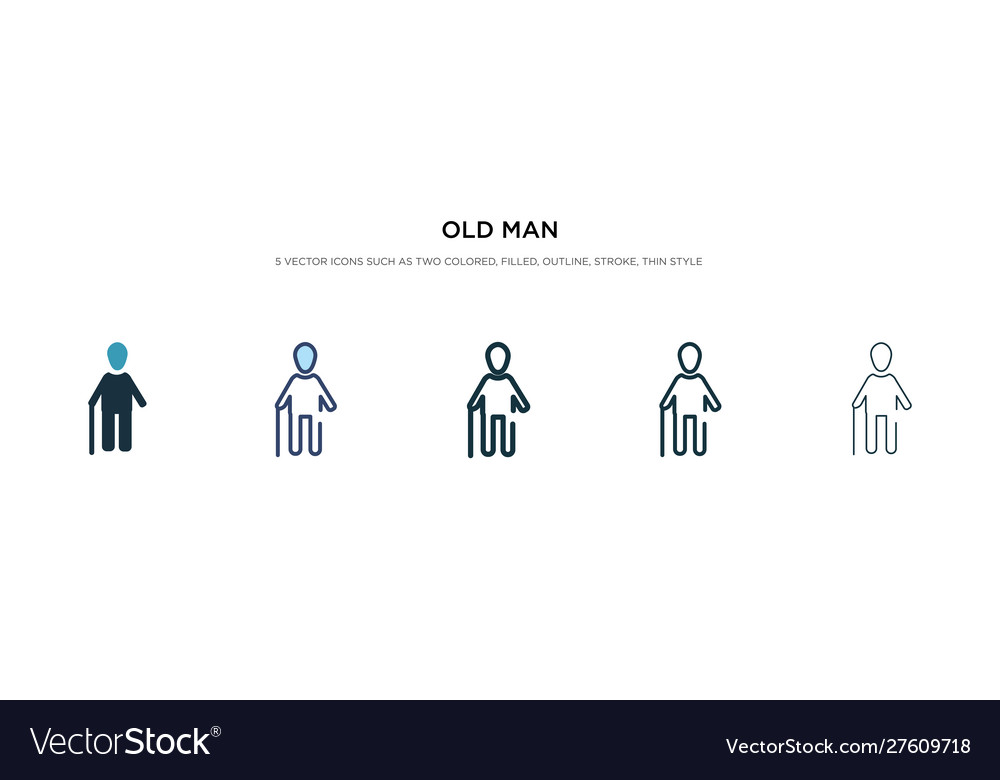 Old man icon in different style two colored