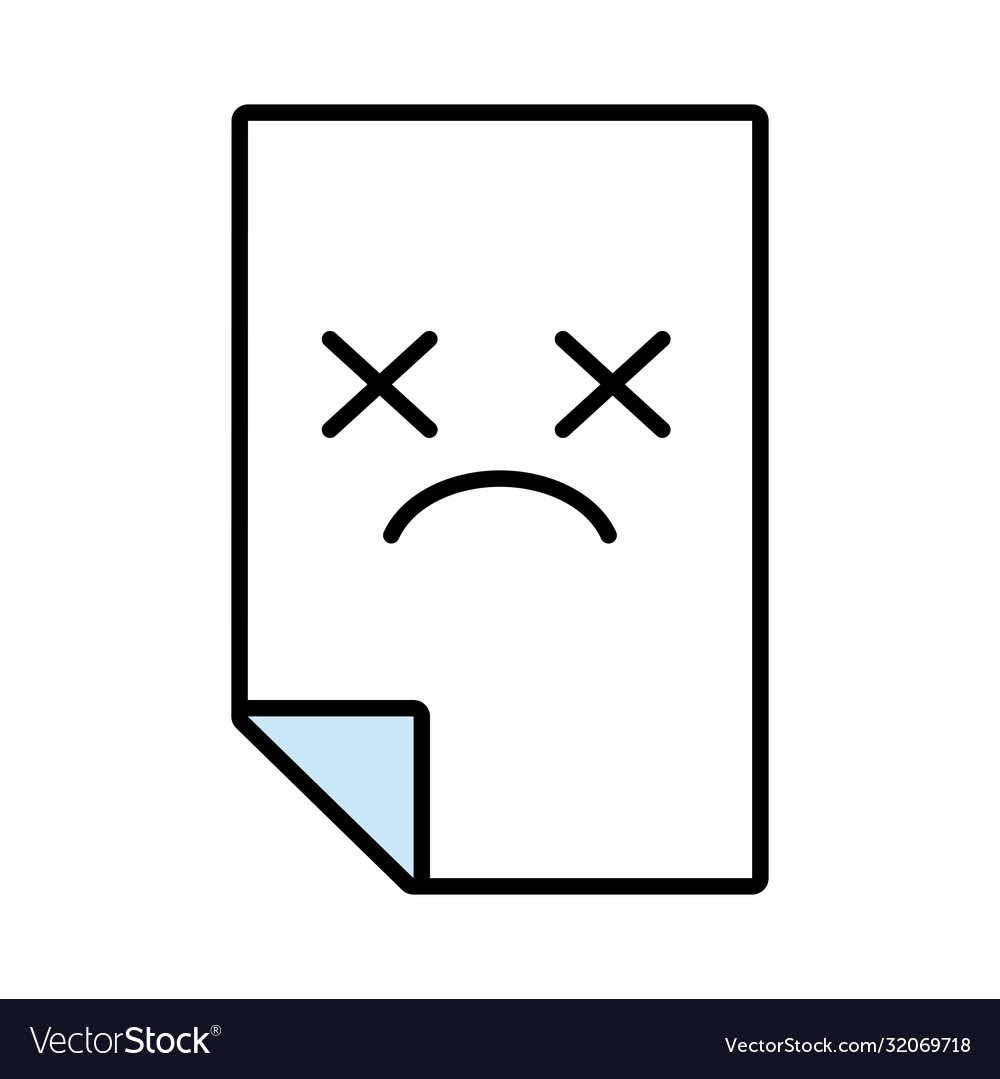 Paper document with face sad line and fill style