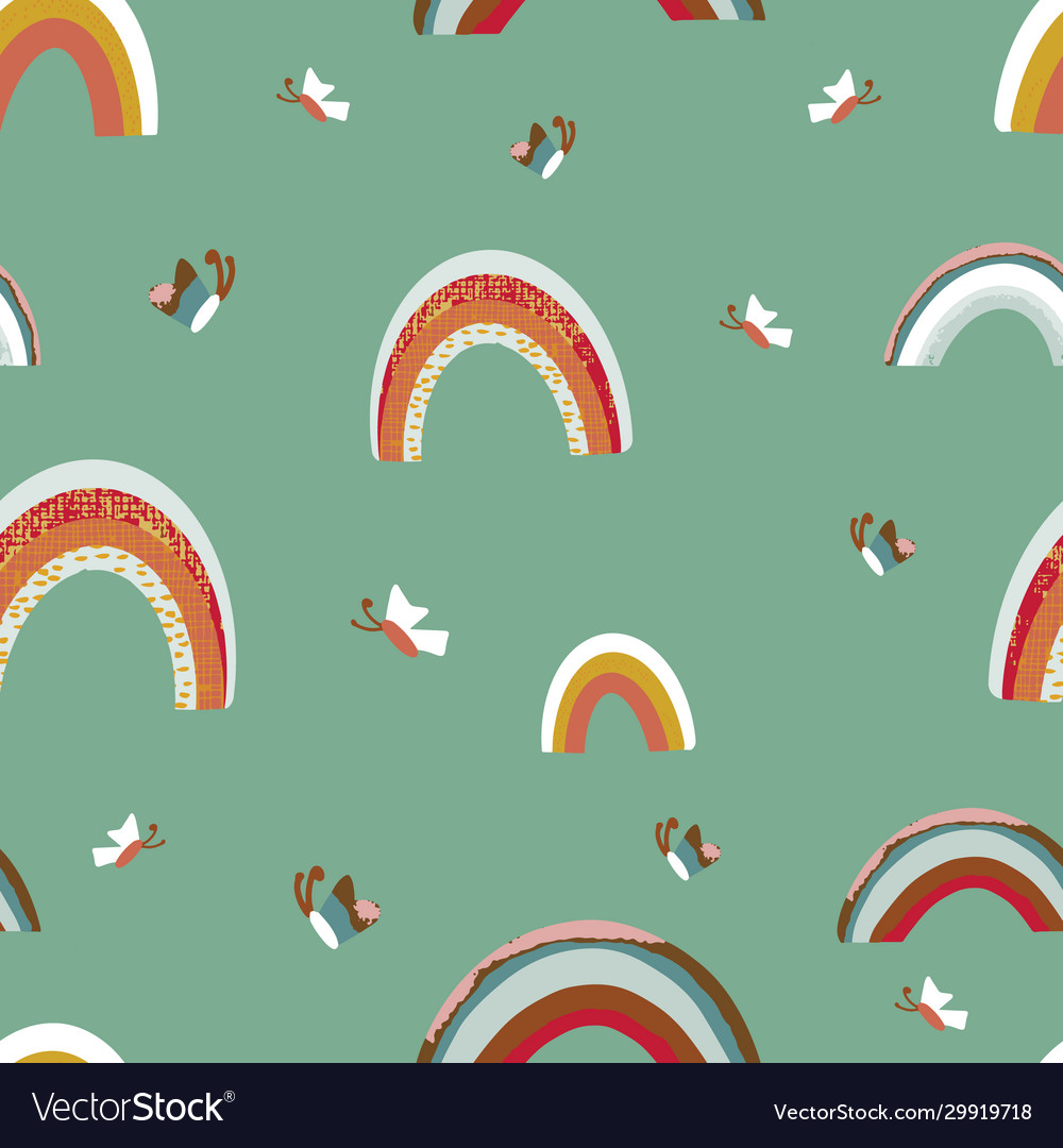 Seamless pattern background with rainbows vector image Seamless pattern background with rainbows