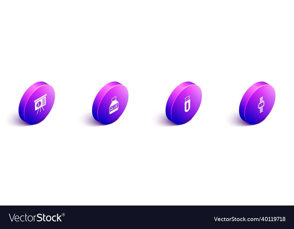 Set isometric board with graph glue usb flash vector image Set isometric board with graph glue usb flash