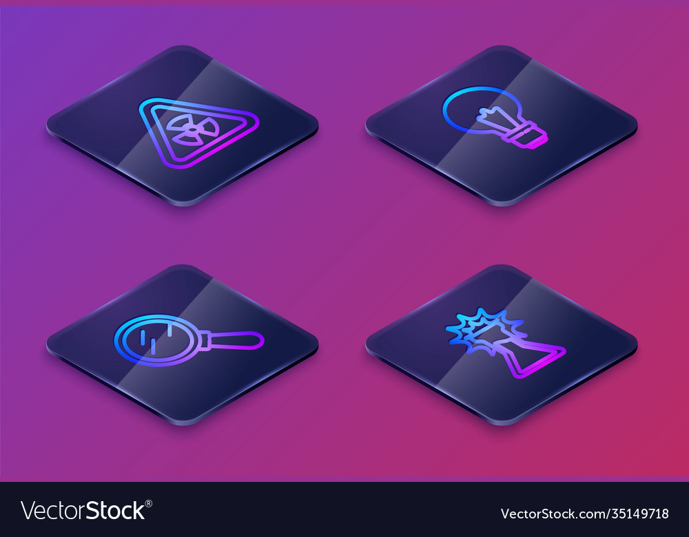 Set isometric line triangle with radiation vector image Set isometric line triangle with radiation